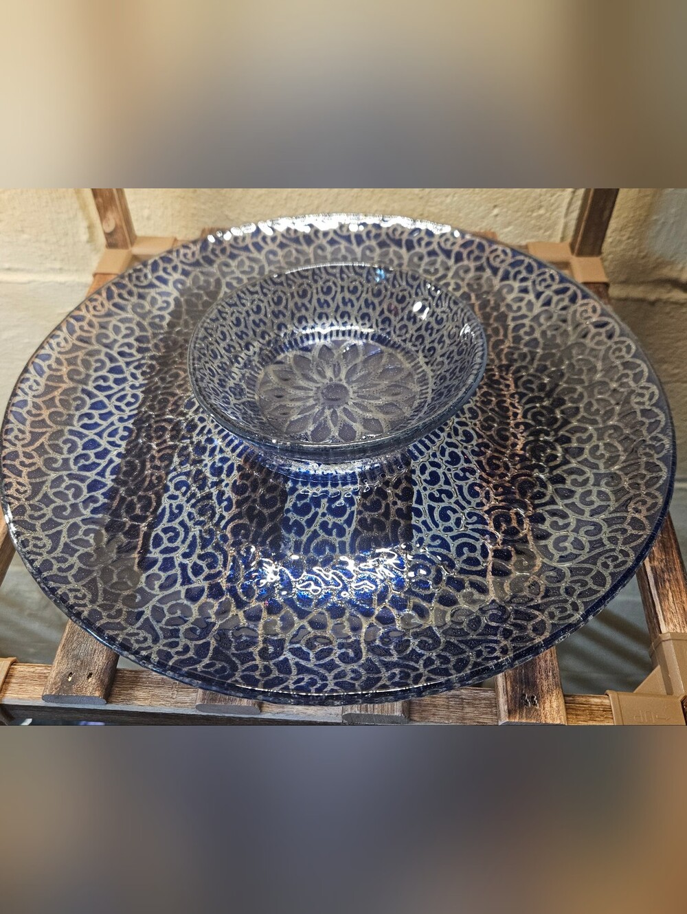 Sydenstricker Fused Glass Plate And Bowl Set